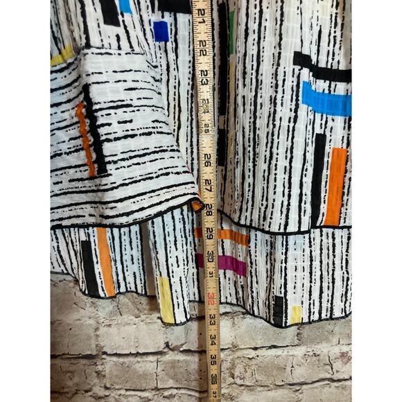 Multiples Artsy Top Womens Medium Colorful Retro Stripes Asymmetric Hem Zip Up - Picture 10 of 13